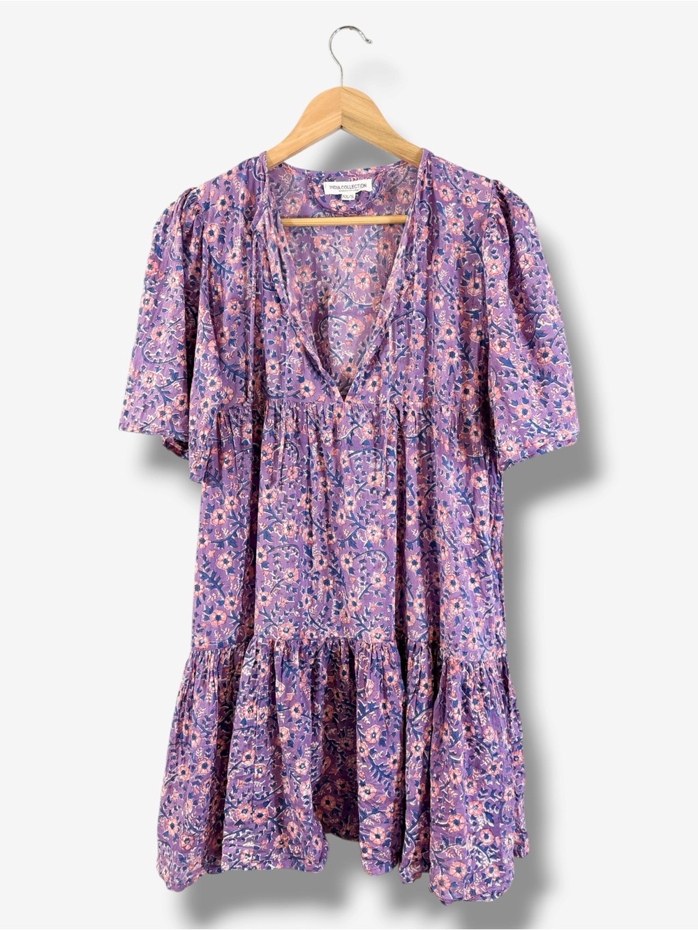 Emerson Fry Isla Dress Violet Wildflower XS/S Organic Cotton Hand Block Floral